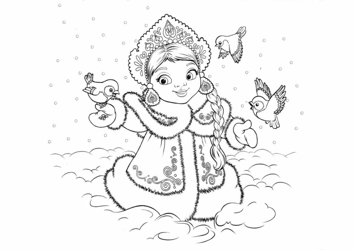 Coloring radiant New Year's Snow Maiden