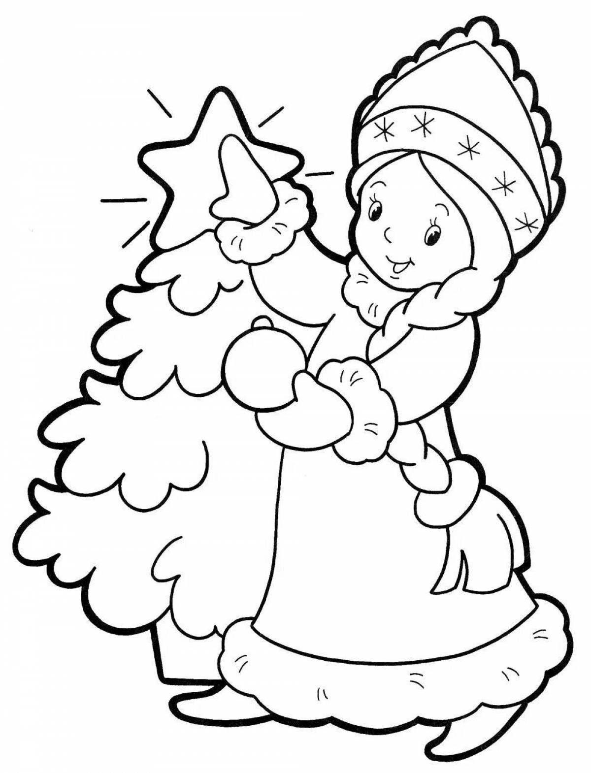 Bright Christmas coloring Snow Maiden