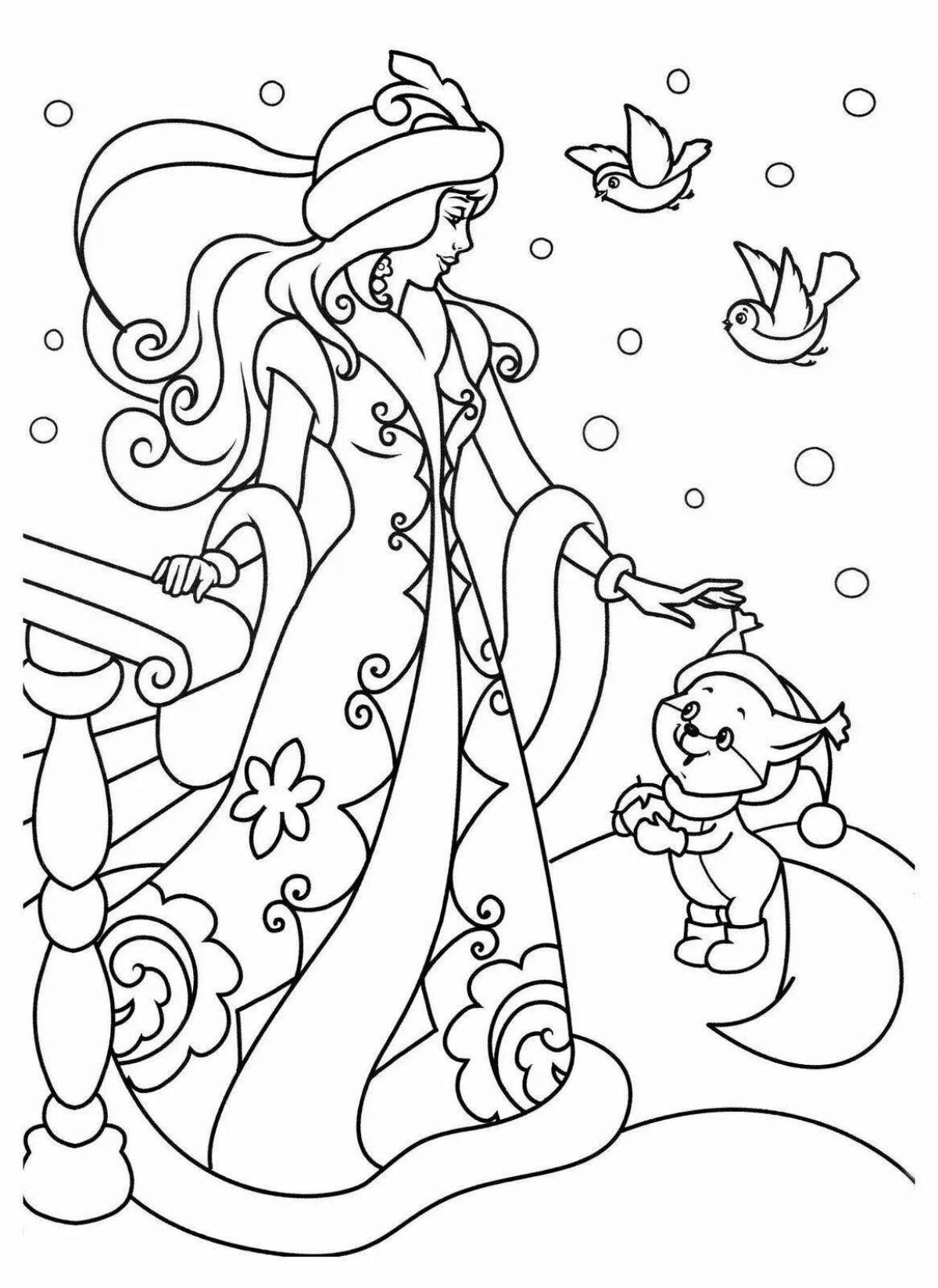 Coloring page violent New Year's snow maiden