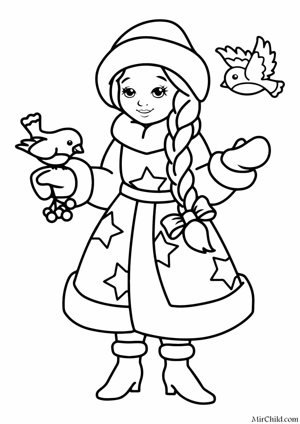 Coloring book gorgeous New Year's Snow Maiden