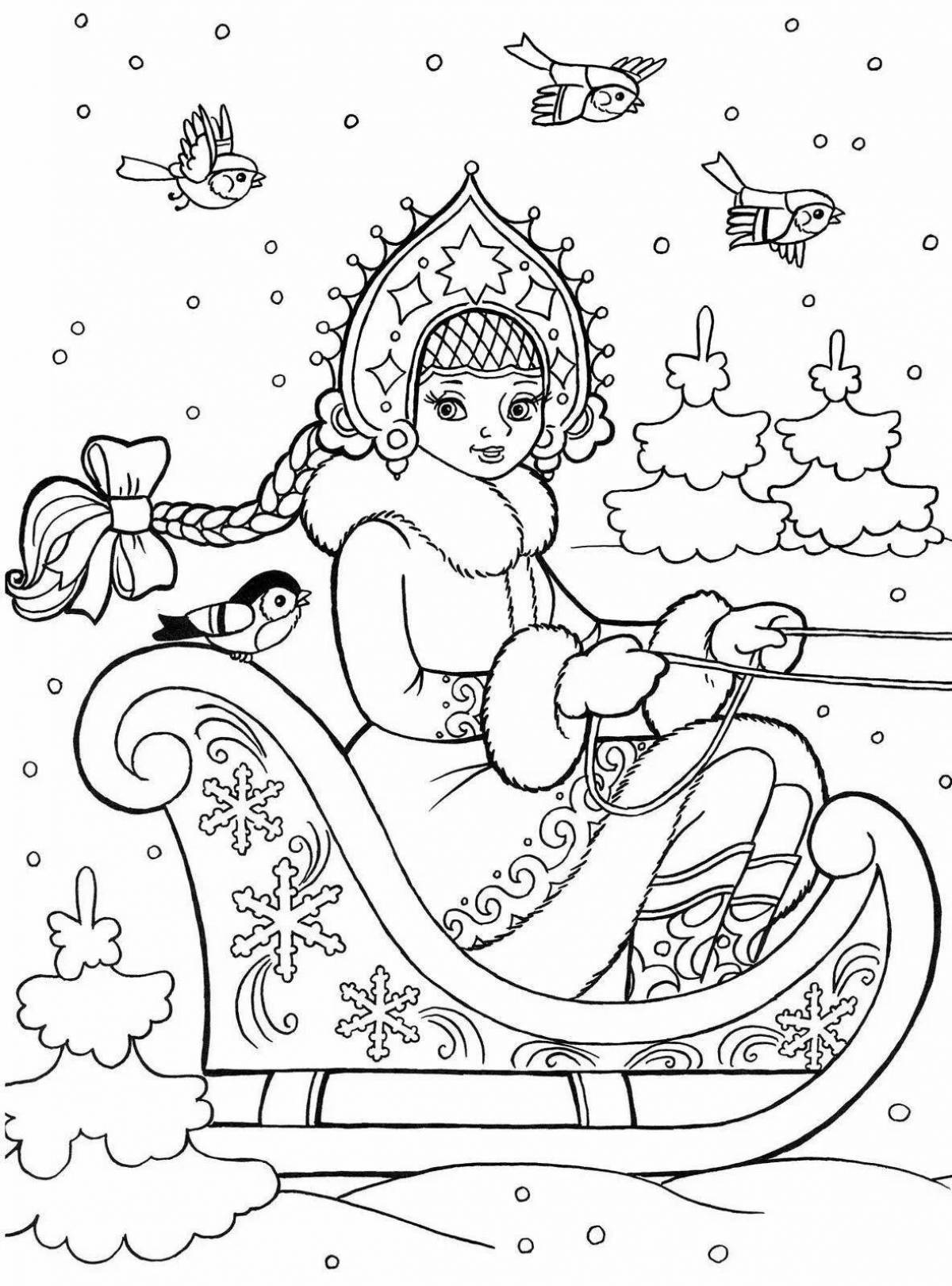 Coloring cute Christmas Snow Maiden