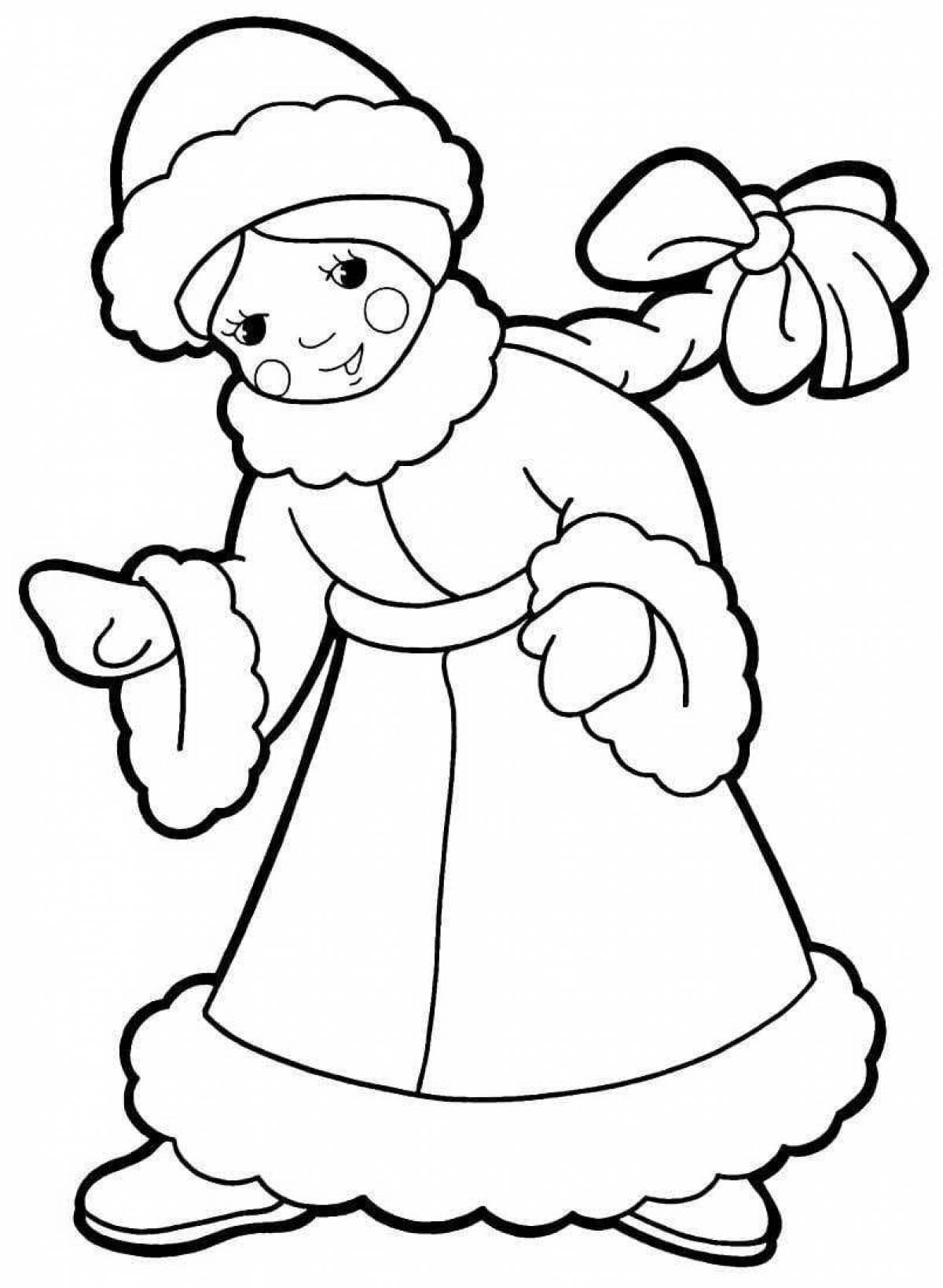 Coloring page glamorous New Year's snow maiden