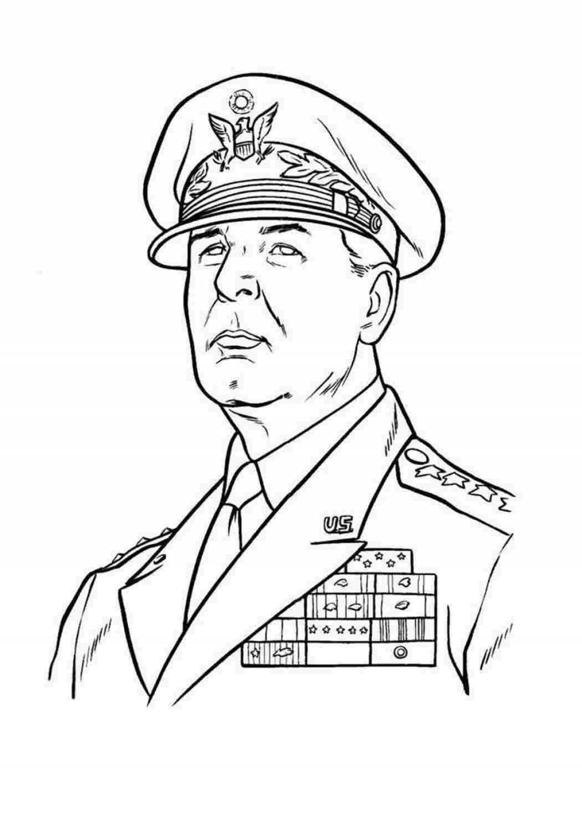 Page general. Раскраска генерал. Военный рисунок.