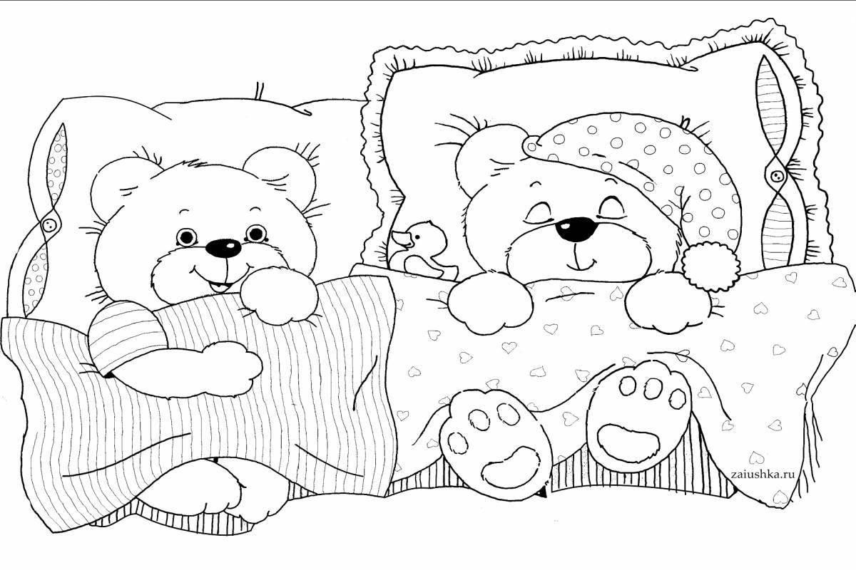 Cozy coloring book sleeping bear