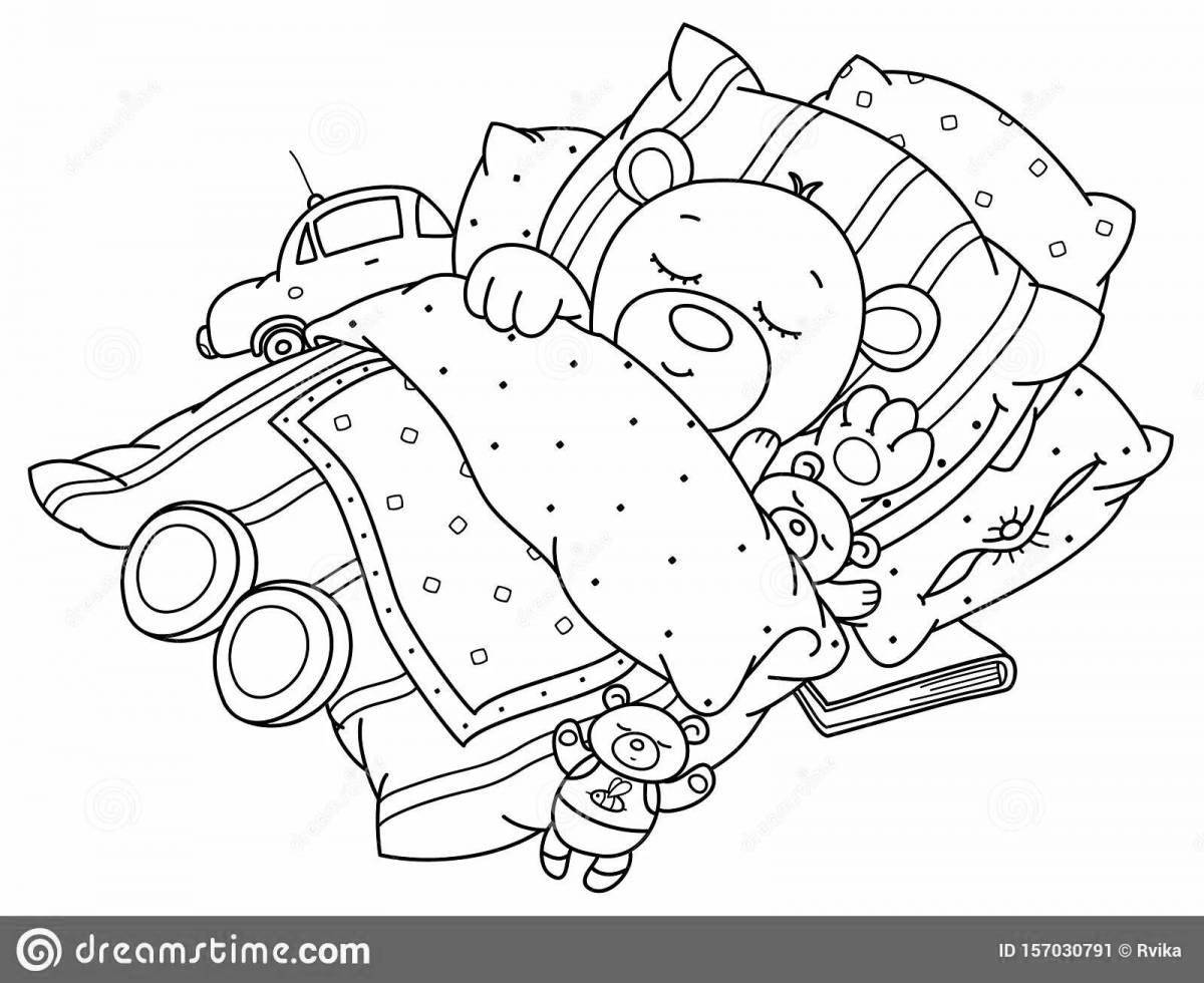 Cute sleeping bear coloring book