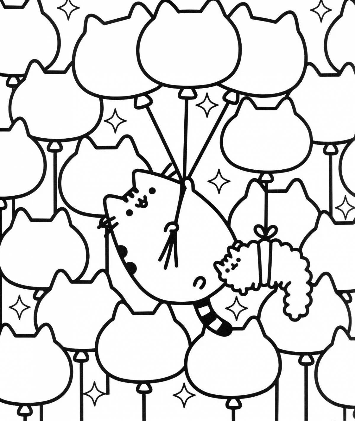 Color-frenetic coloring page many pushins