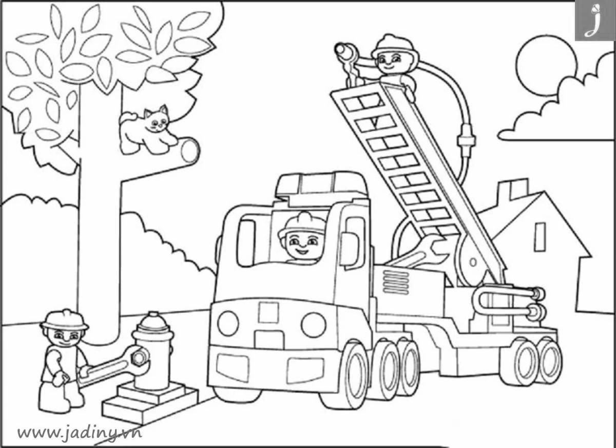 Coloring page happy fire department
