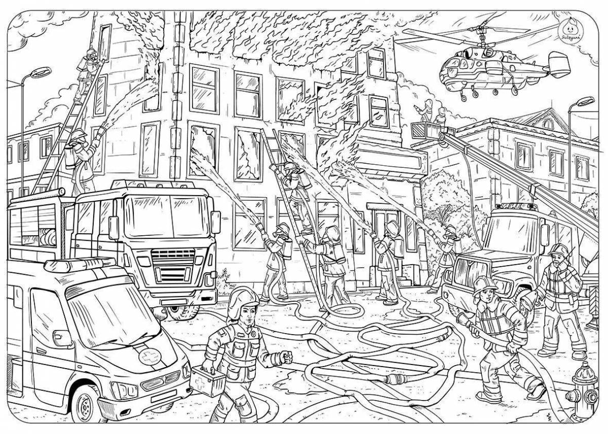 Magic fire station coloring page