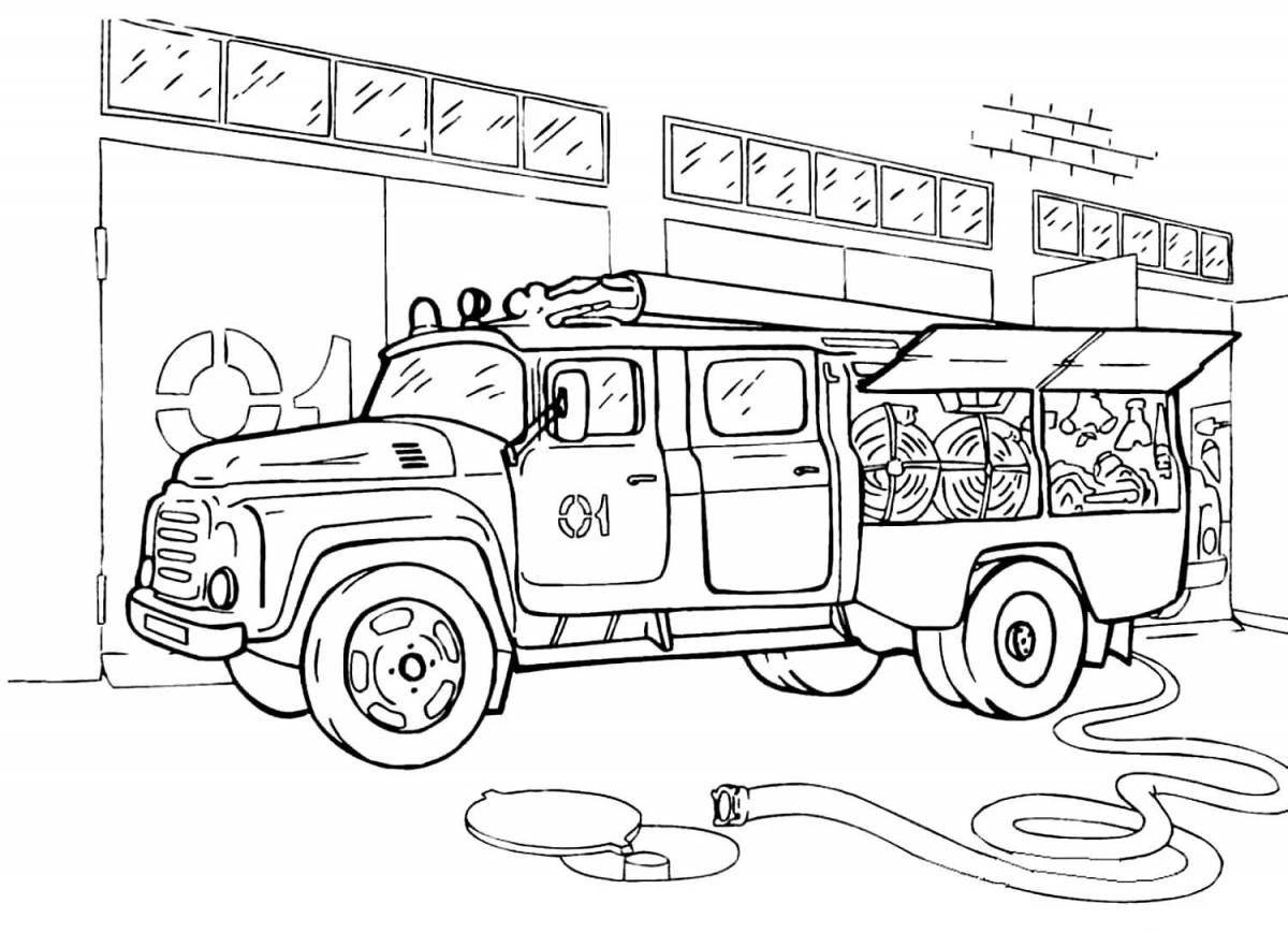 Impressive fire station coloring page
