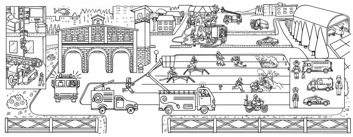 Coloring page bold fire station