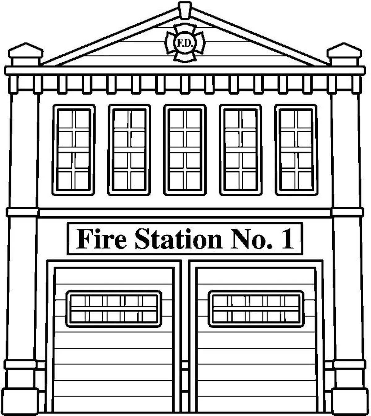 Animated fire station coloring page