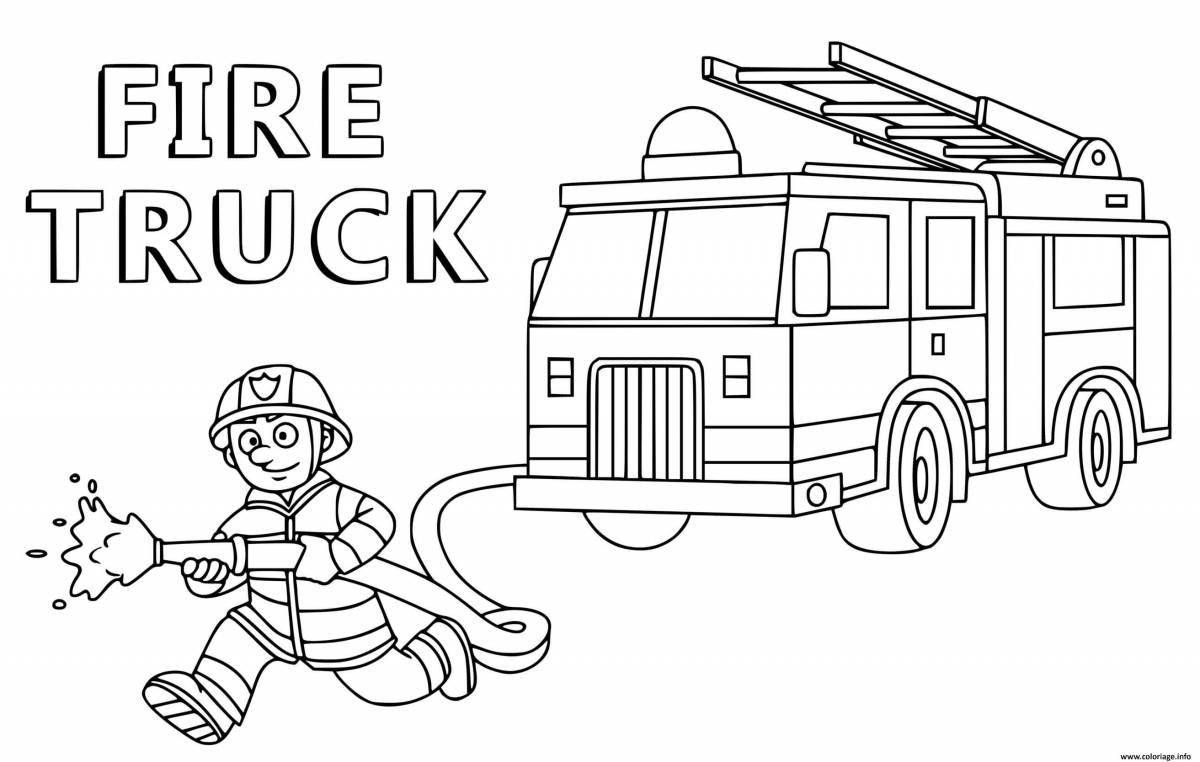 Игривая страница раскраски пожарной части