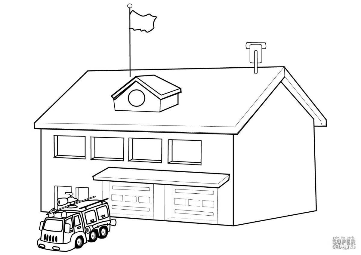 Funny fire station coloring book