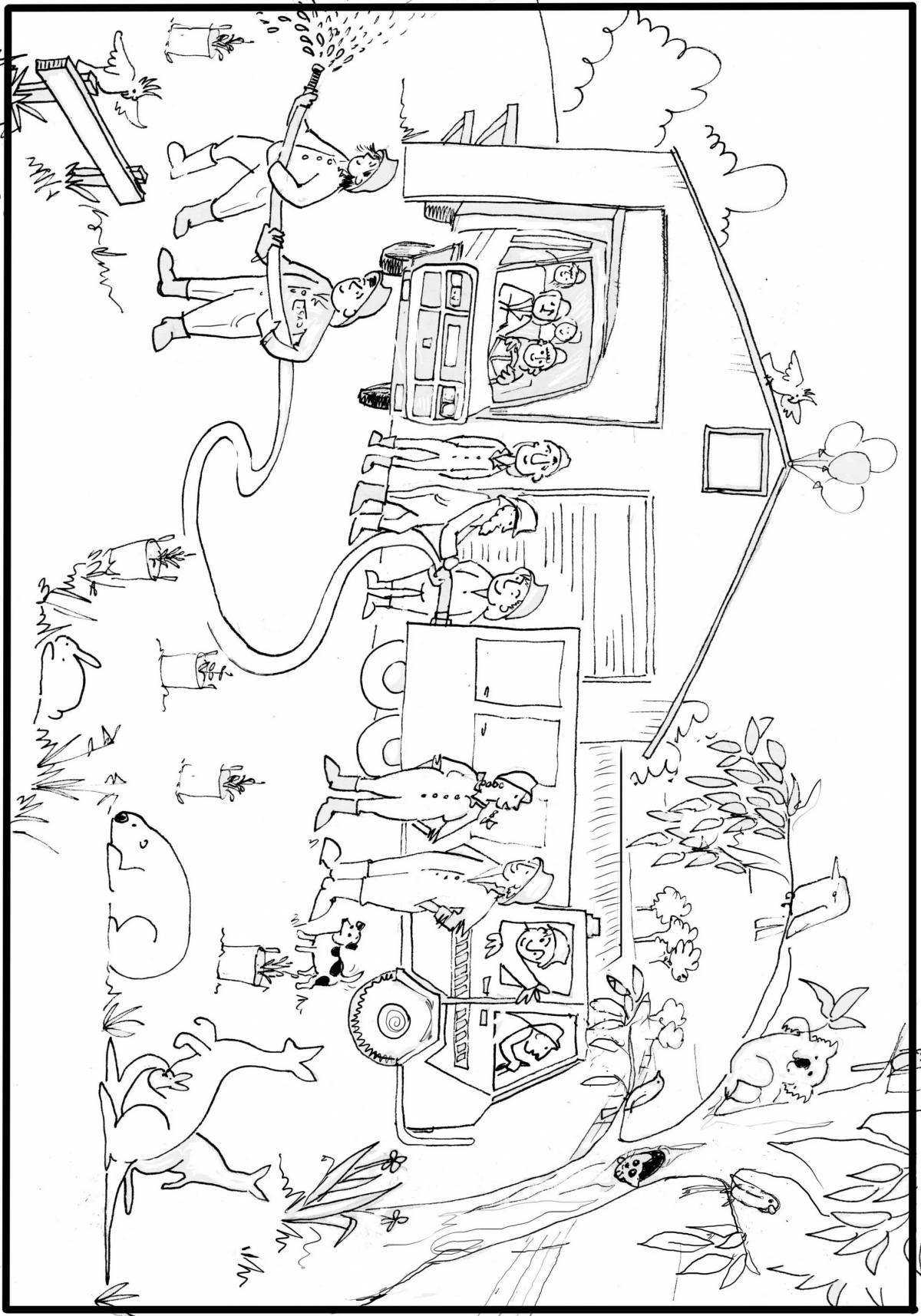 Comic fire station coloring book