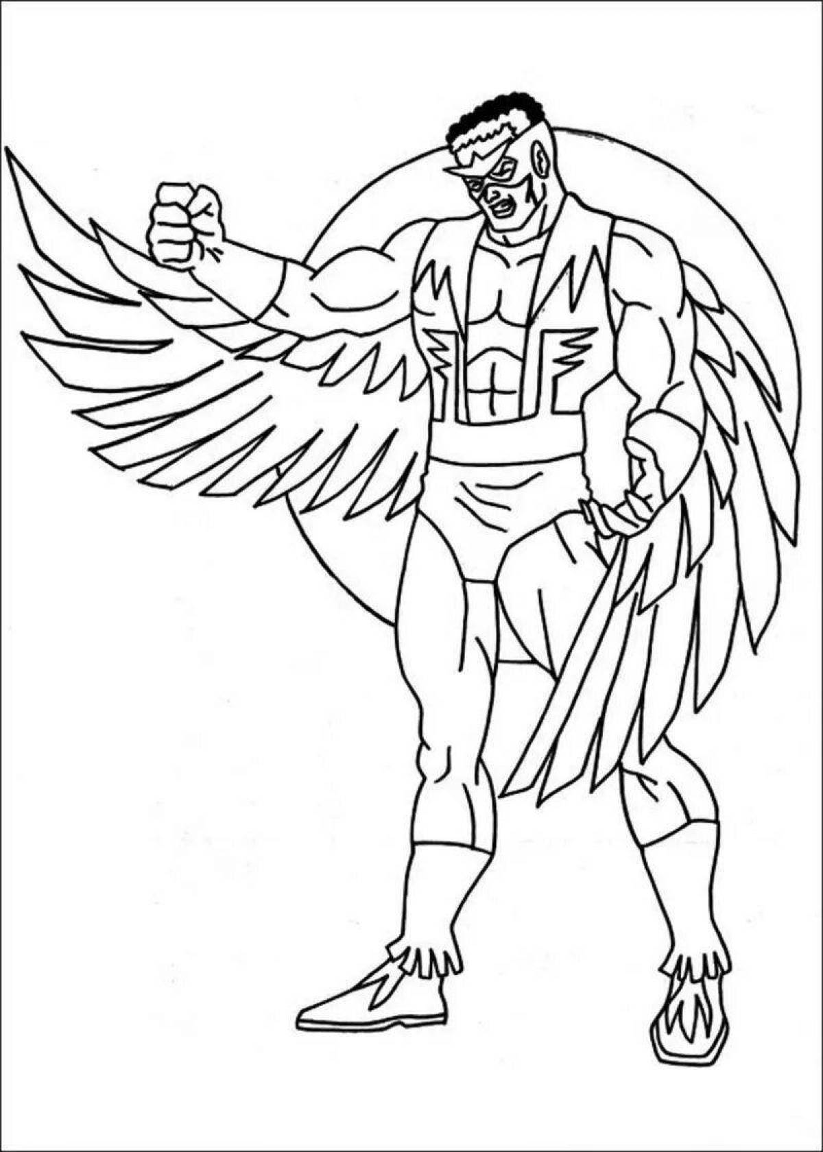 Marvel dazzling falcon coloring page