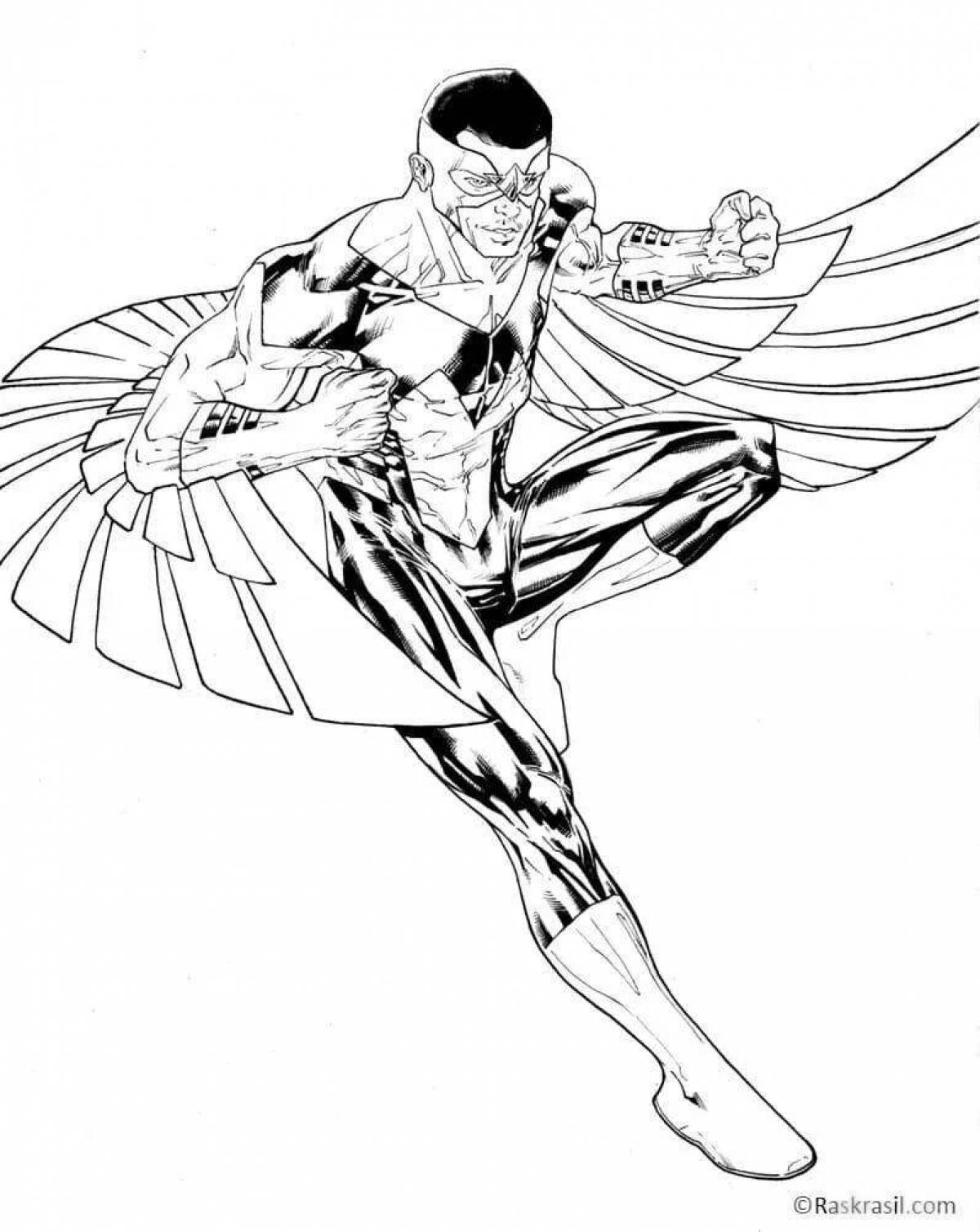 Brightly colored marvel falcon coloring page