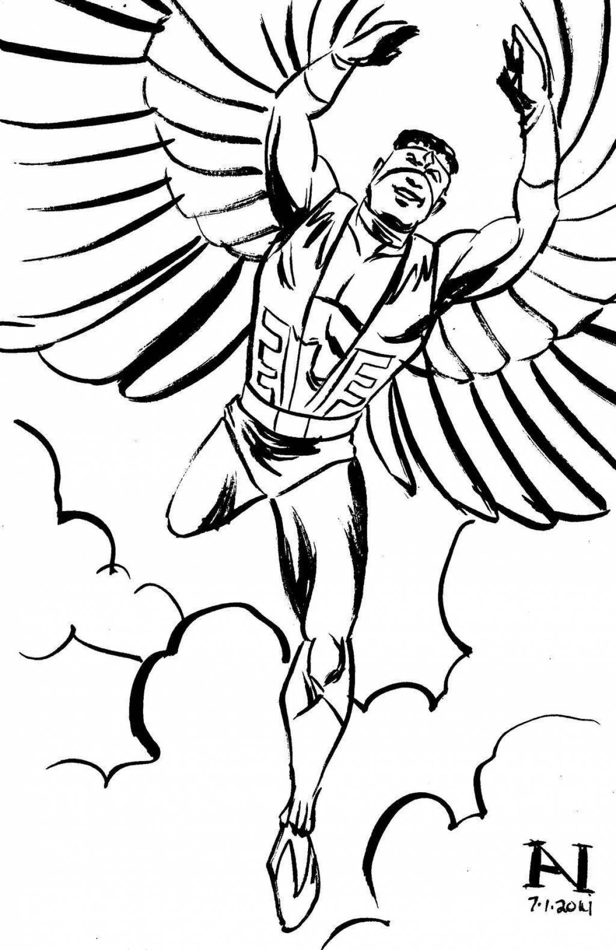 Colorful marvel falcon coloring page