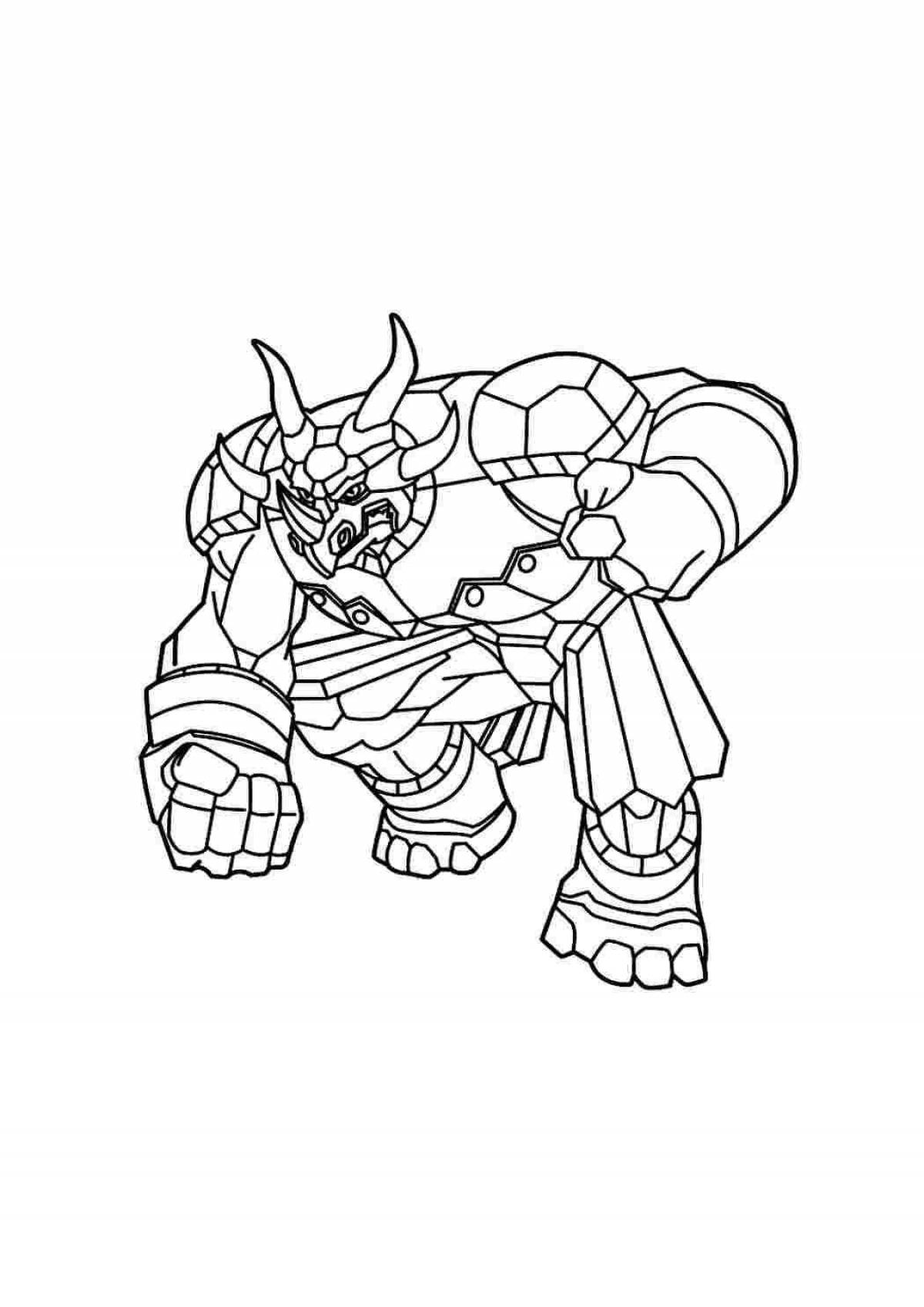 Coloring page awesome robot with siren head