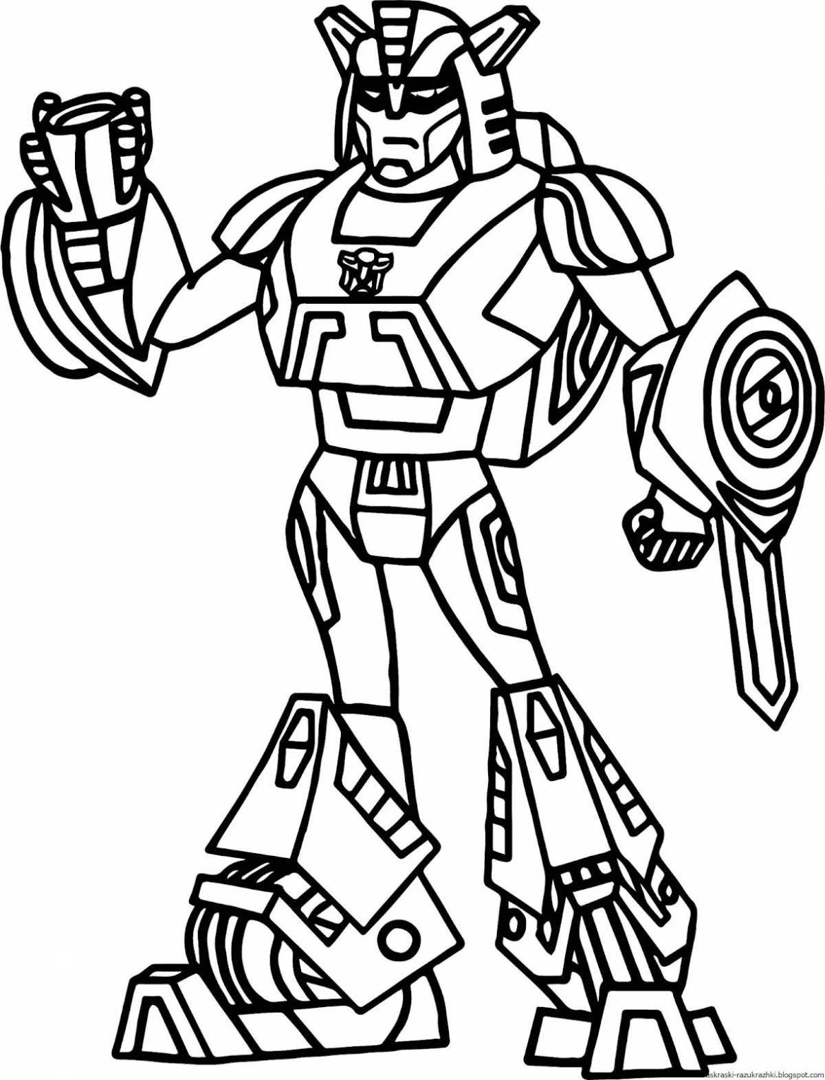 Coloring page adorable robot with siren head