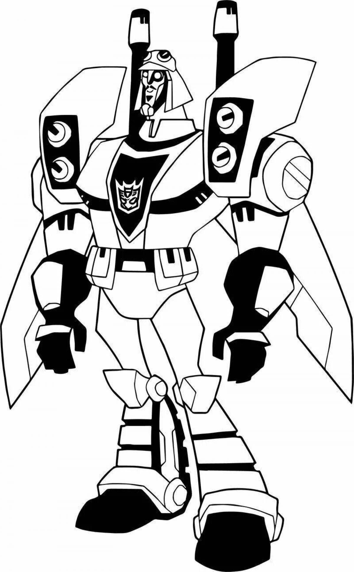 Fun coloring page of robot with siren head