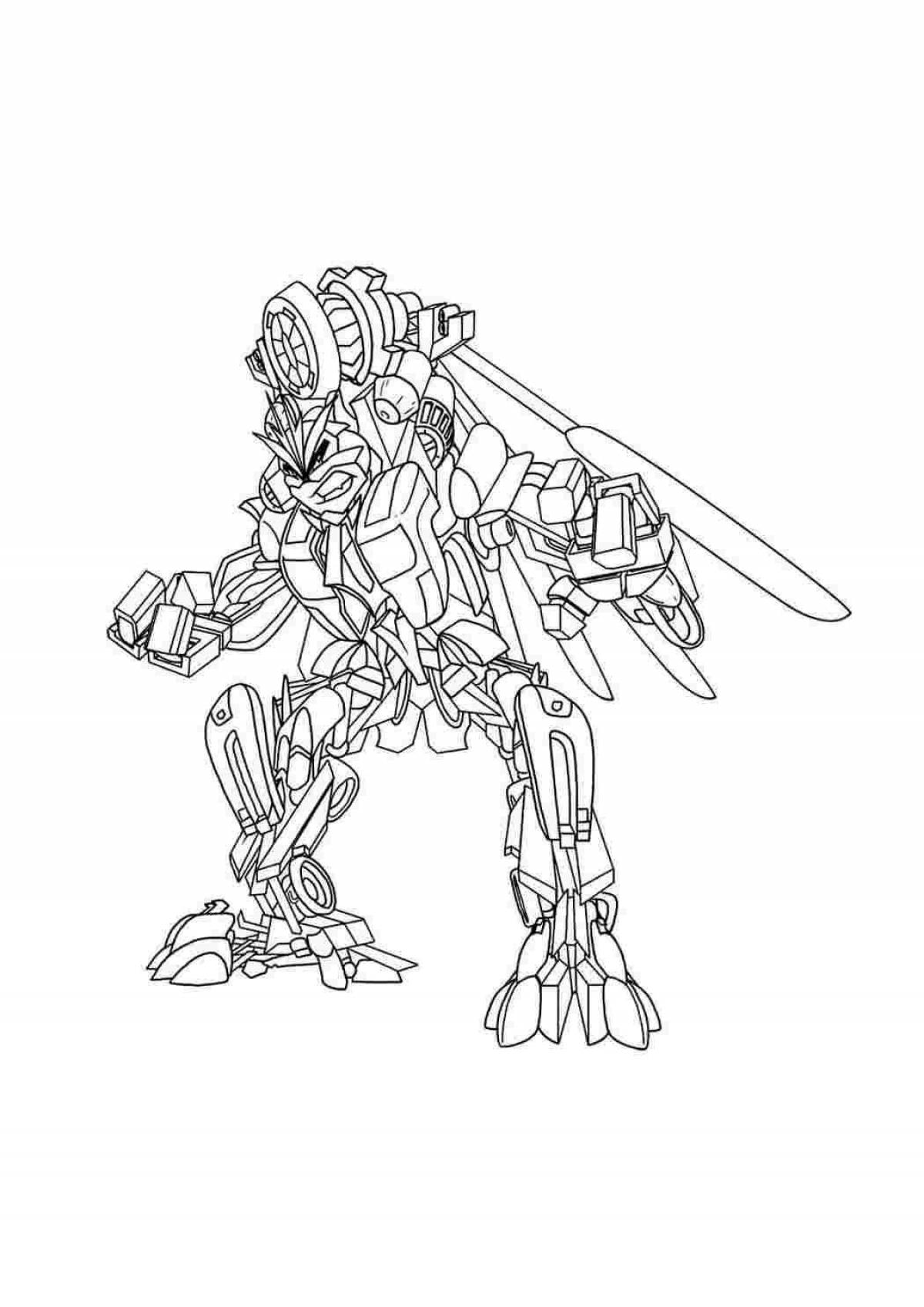 Coloring page wonderful robot with siren head
