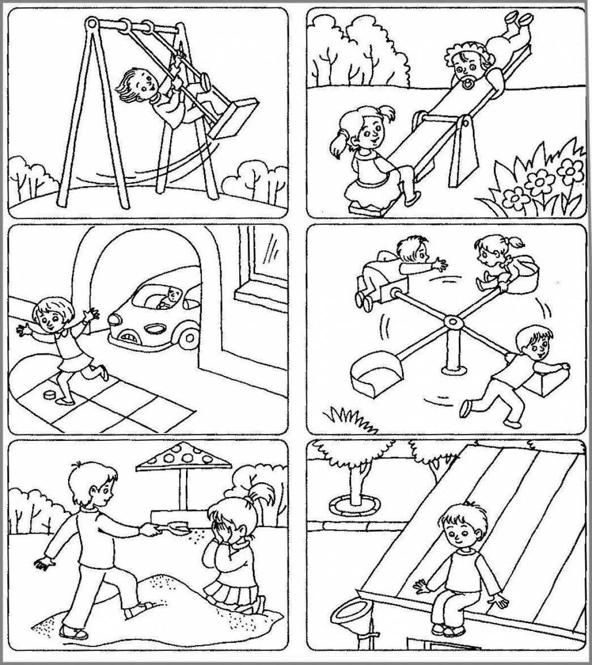 Coloring book funny safety rules