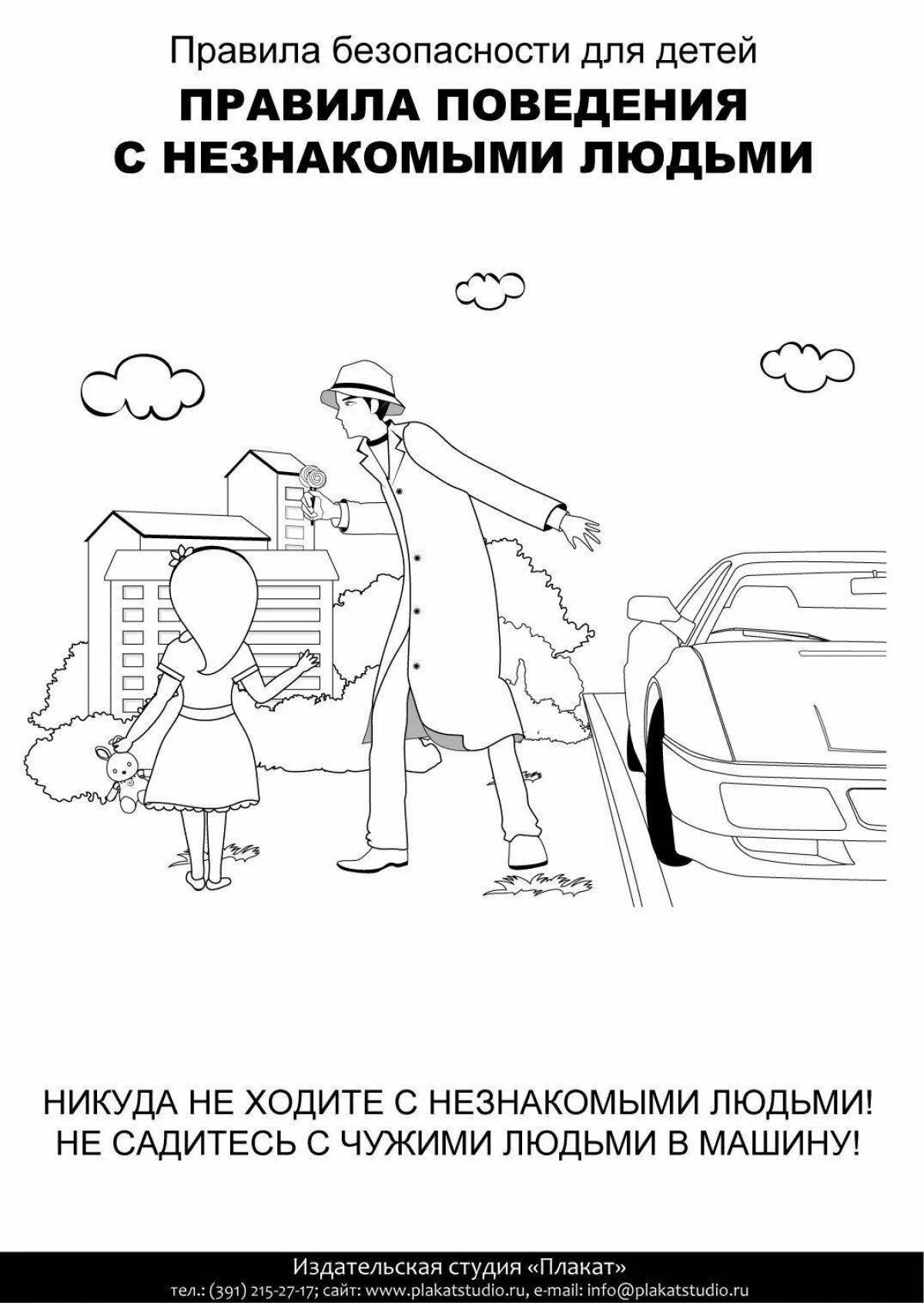 Coloring page attractive safety rules