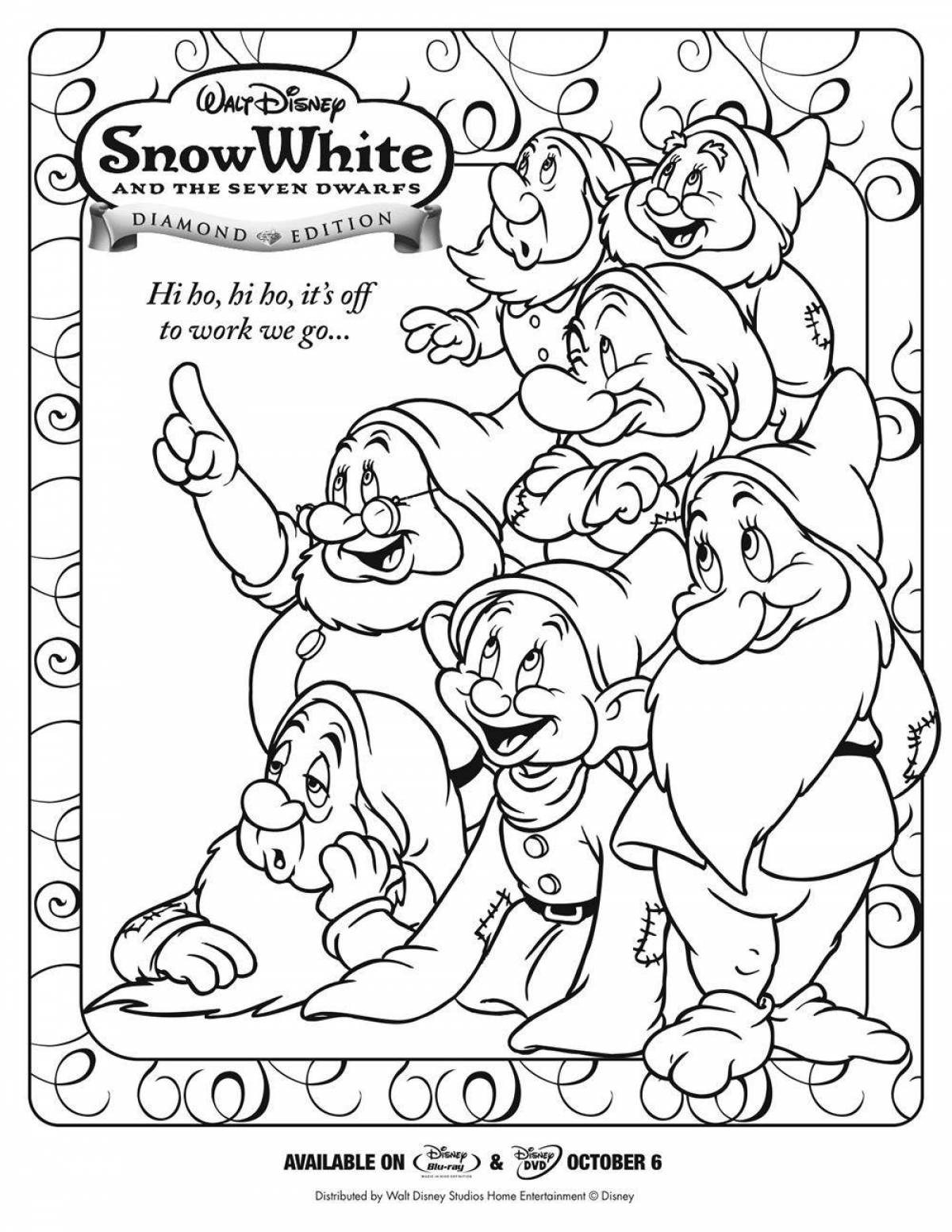 Charming seven dwarfs coloring book