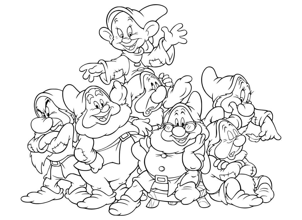 Seven dwarfs coloring page