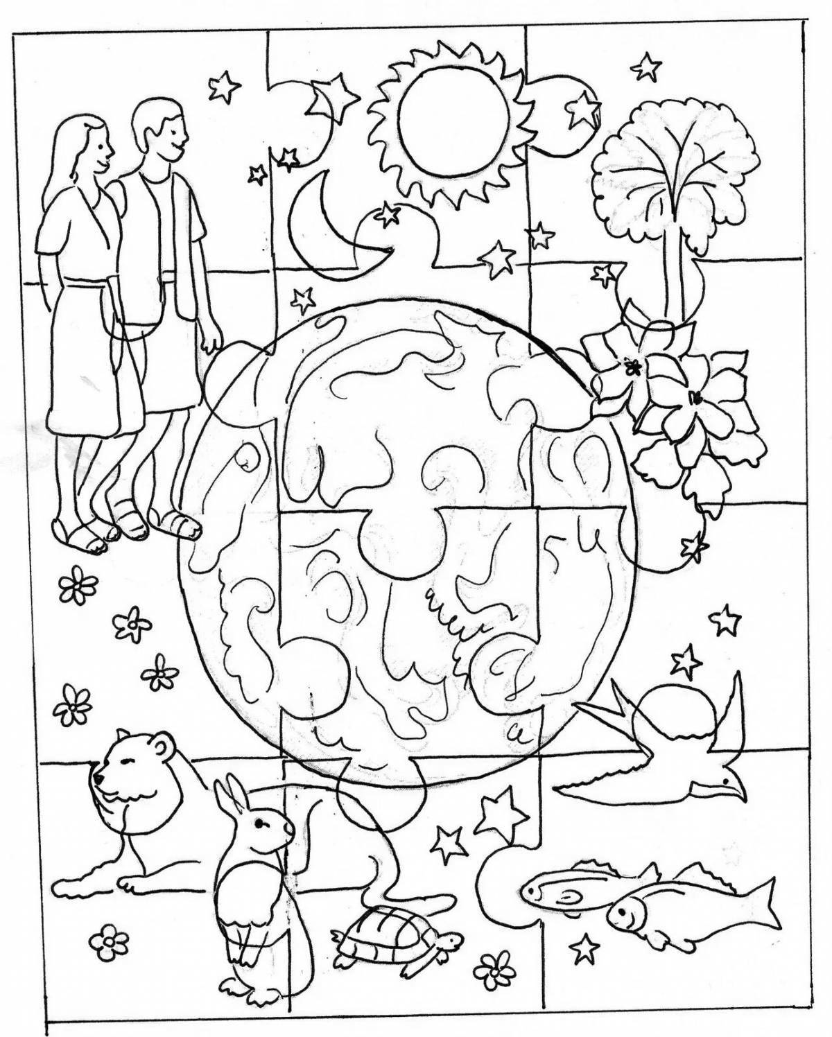 Coloring page glorious creation of the world