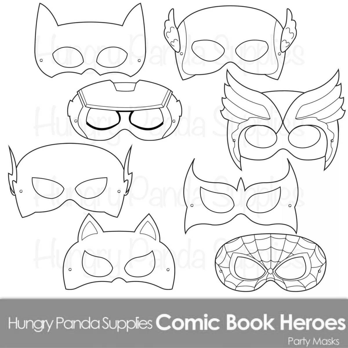 Coloring book colorful superhero mask