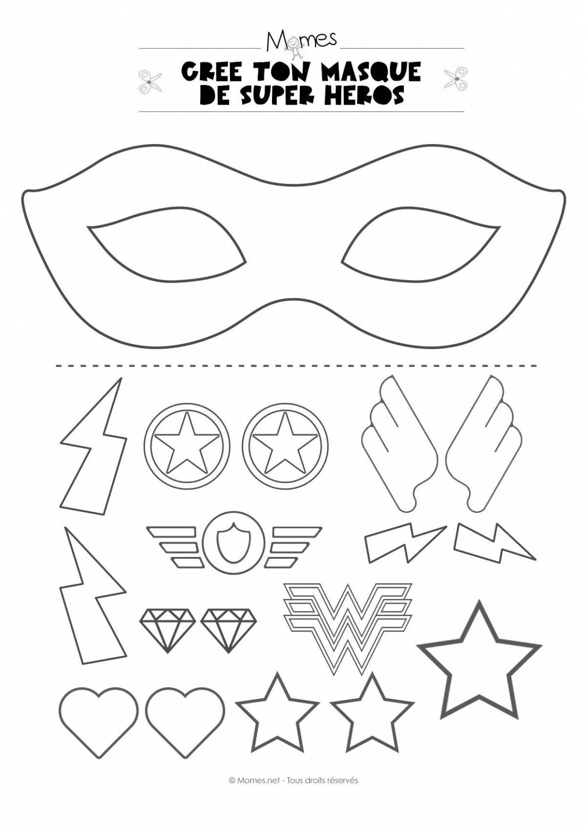 Superhero fire mask coloring page
