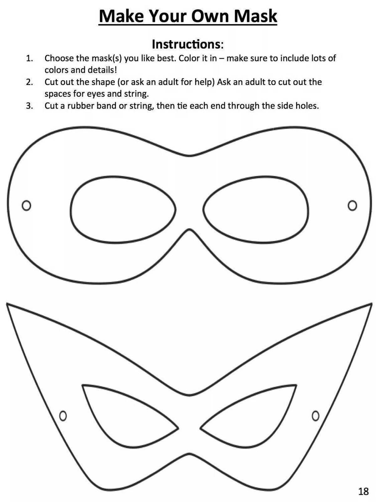 Gorgeous superhero mask coloring page