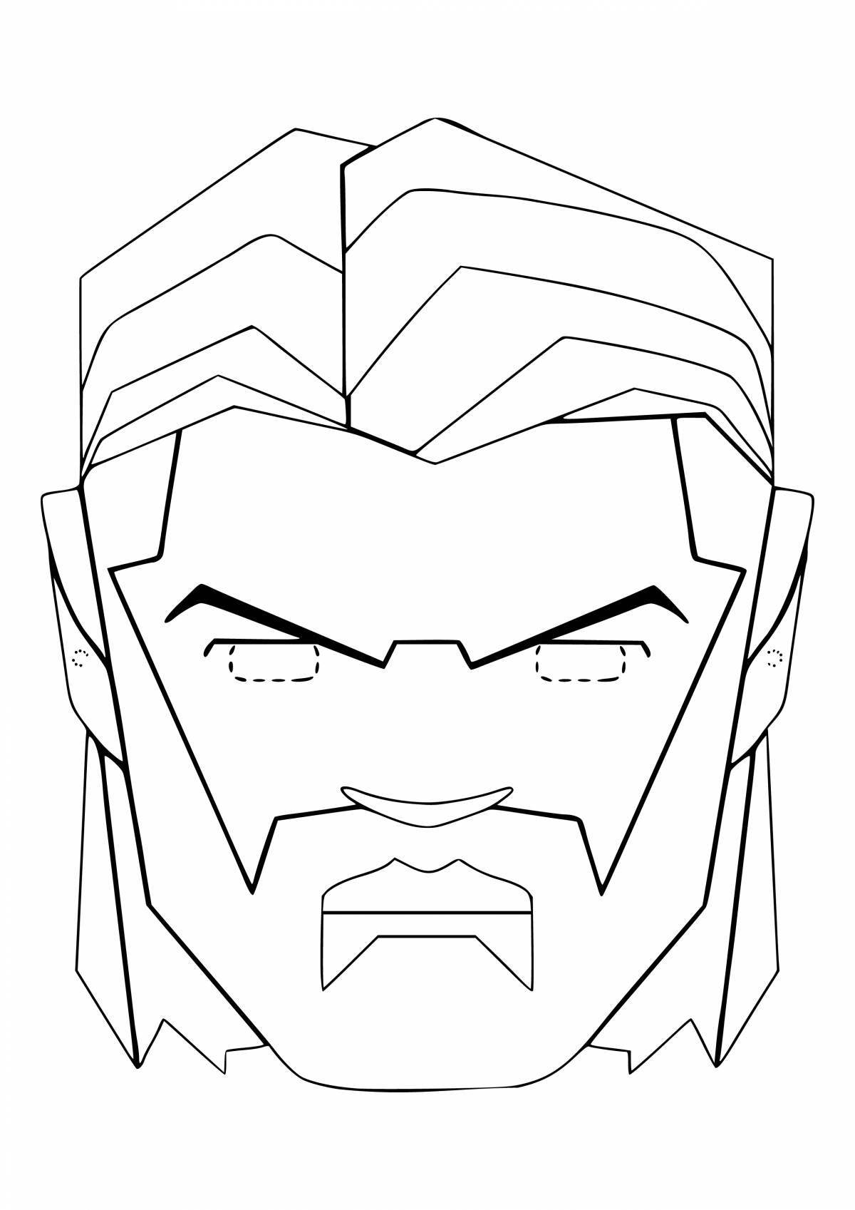 Exquisite superhero mask coloring page