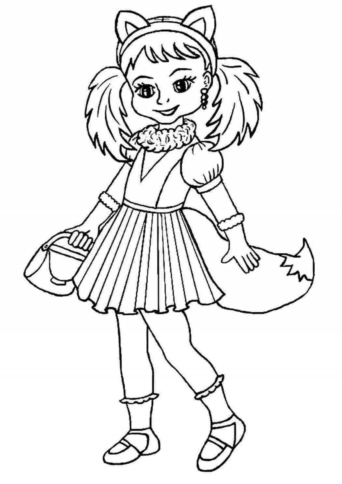 Playful costume coloring page