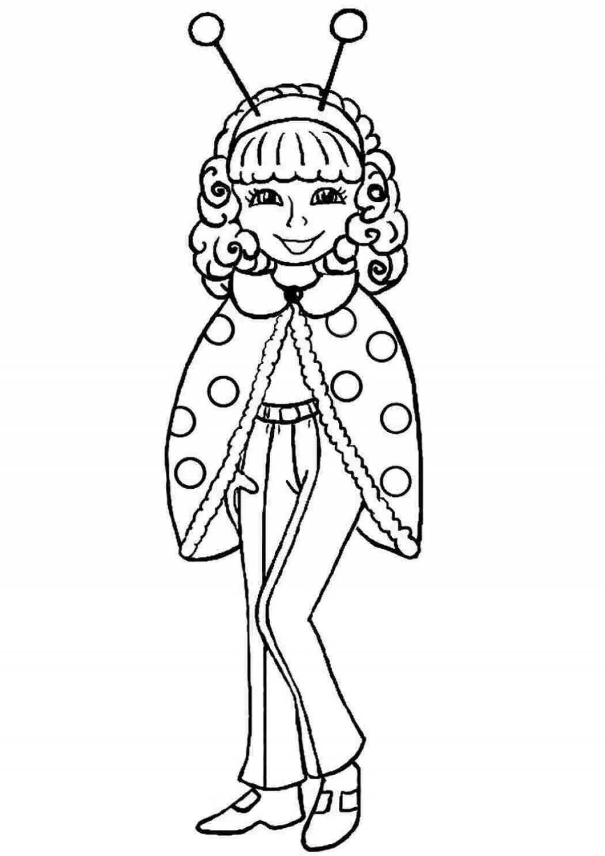 Coloring page wild carnival costume