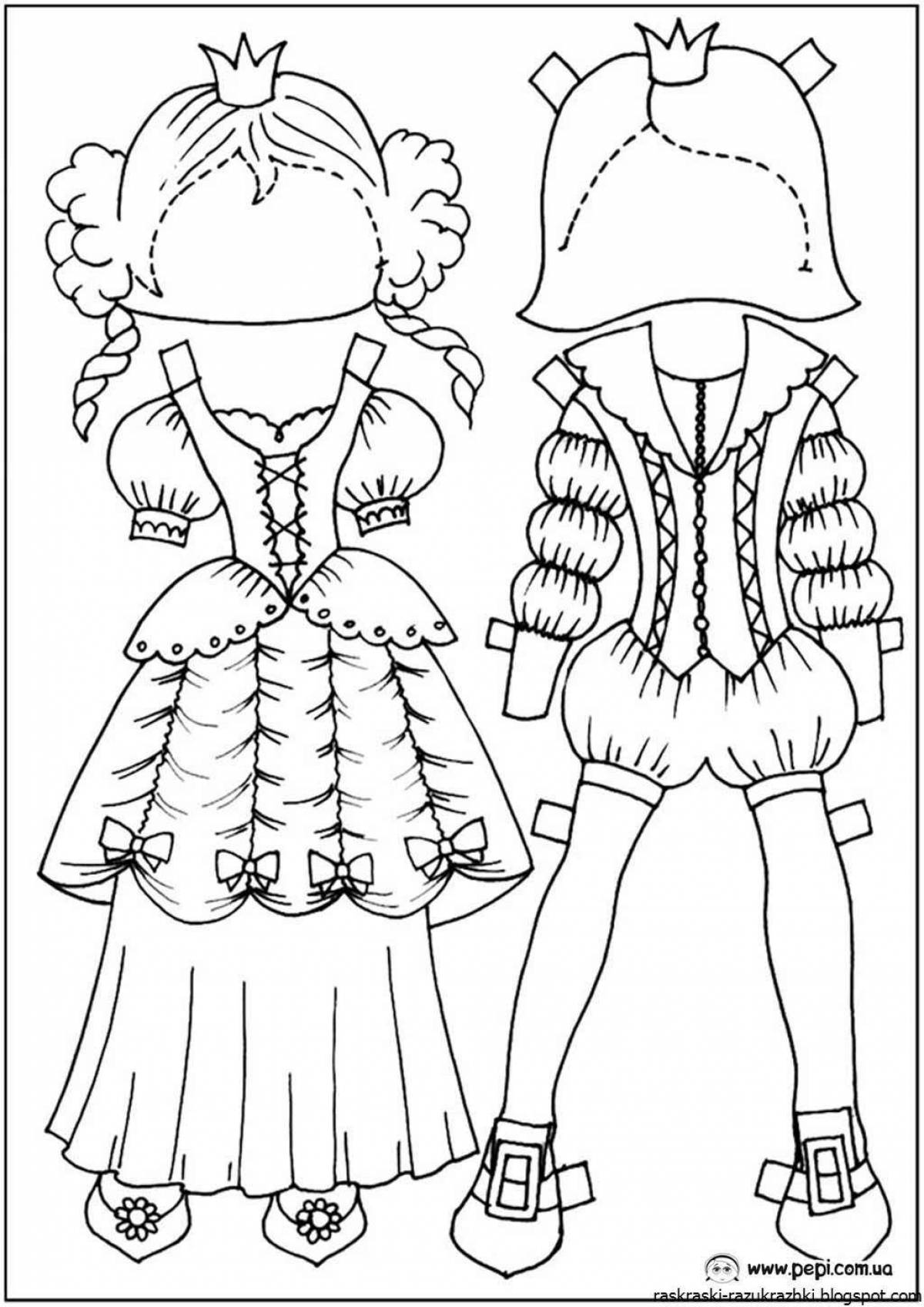 Coloring page glamorous carnival costume
