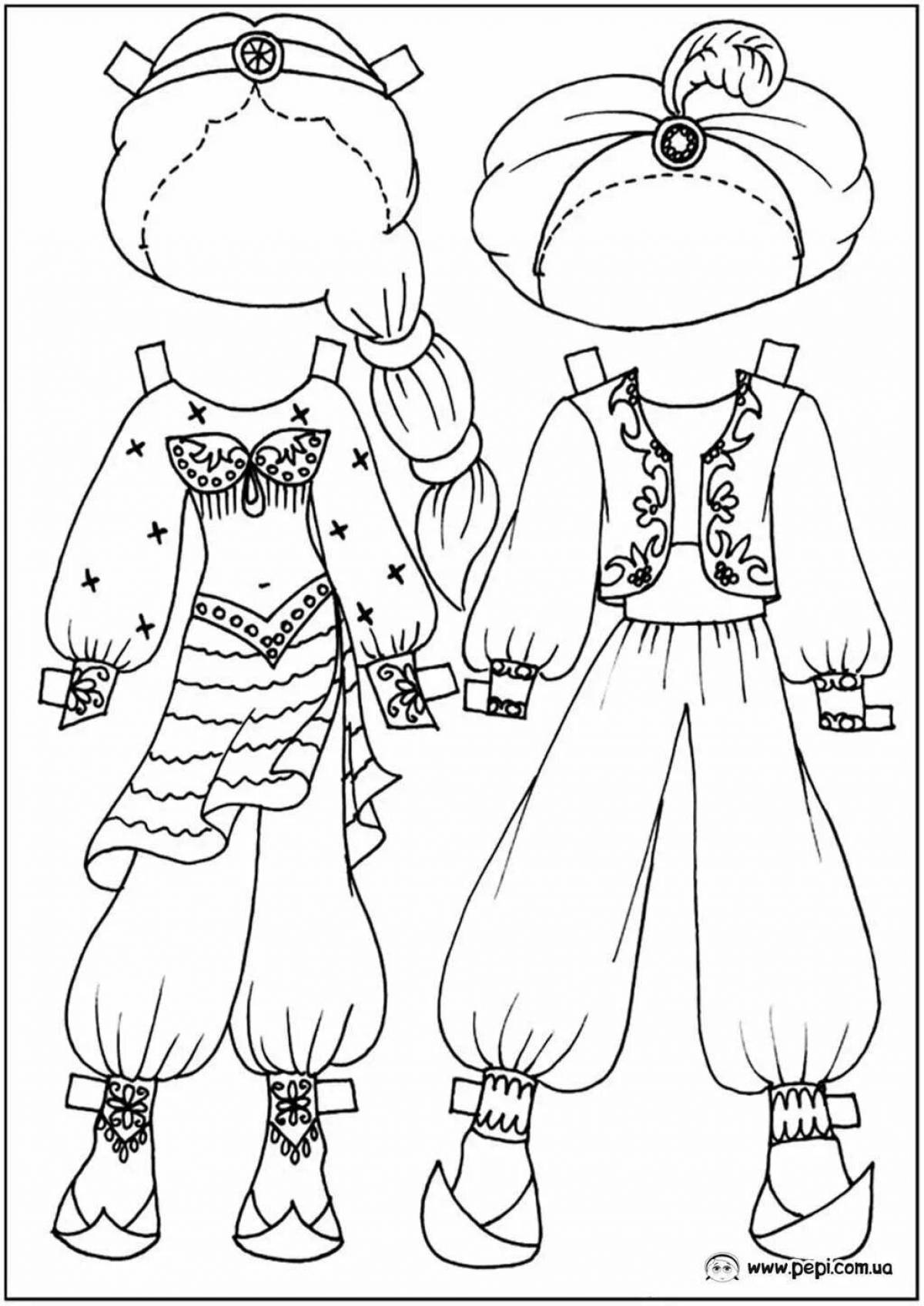 Coloring page for a fascinating carnival costume
