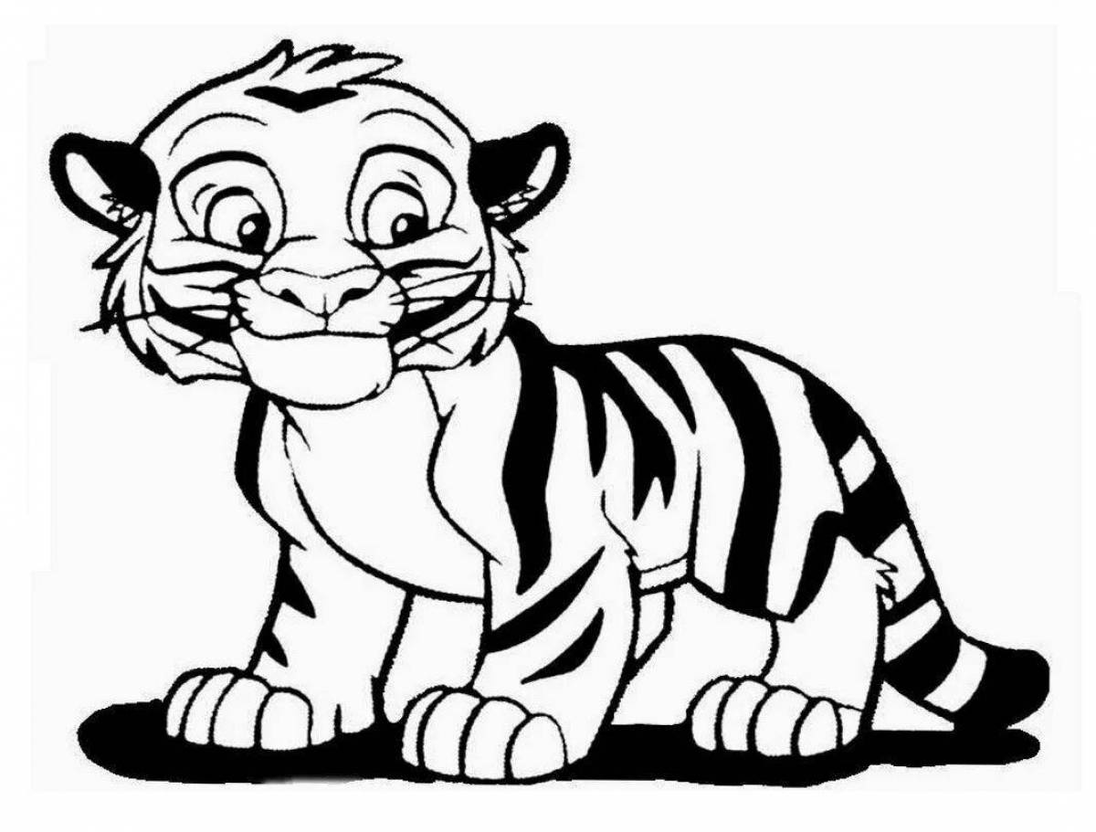Bright drawing of a tiger cub