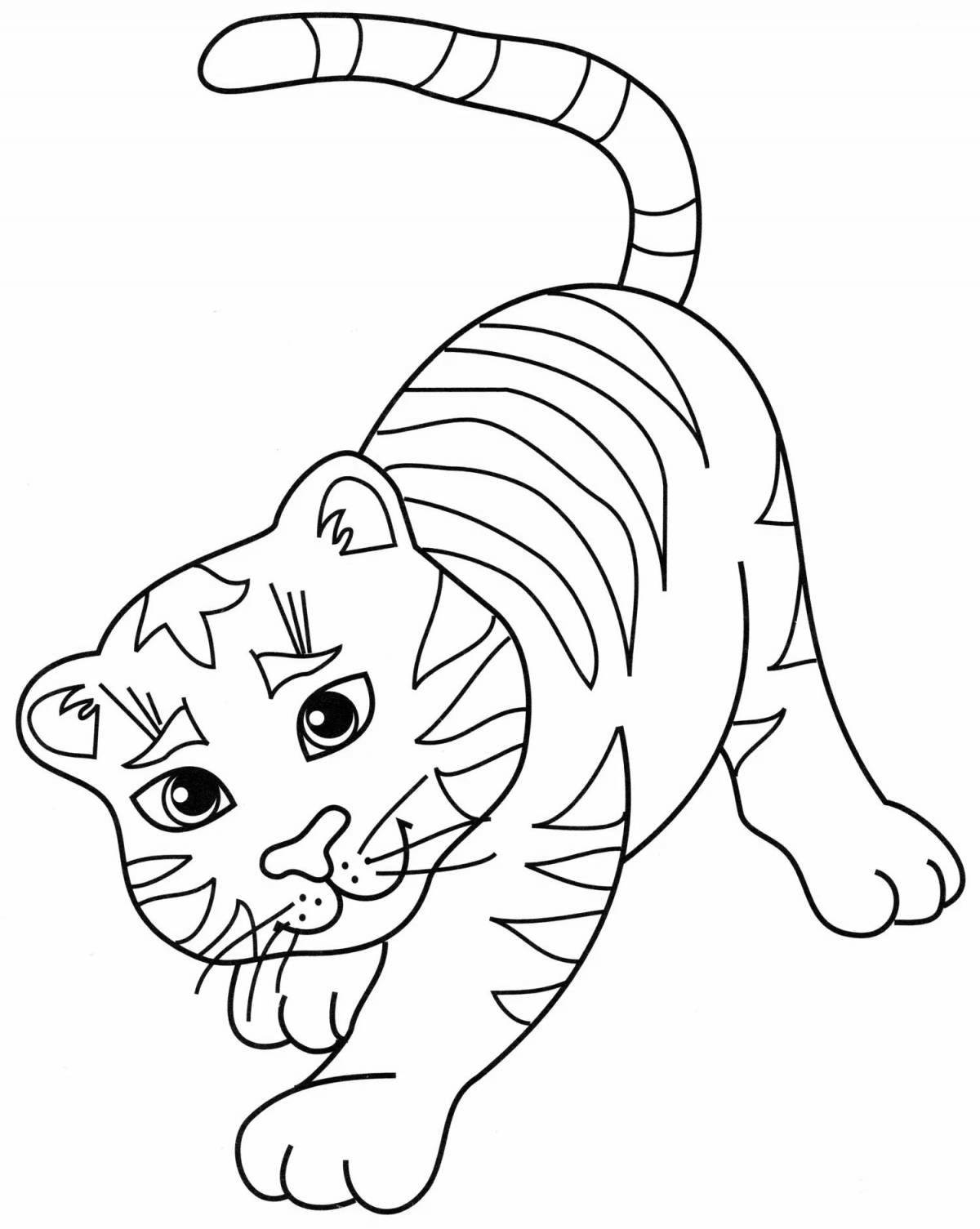 Coloring book ferocious tiger cub