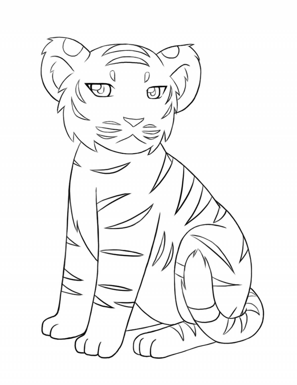 Complex drawing of a tiger cub