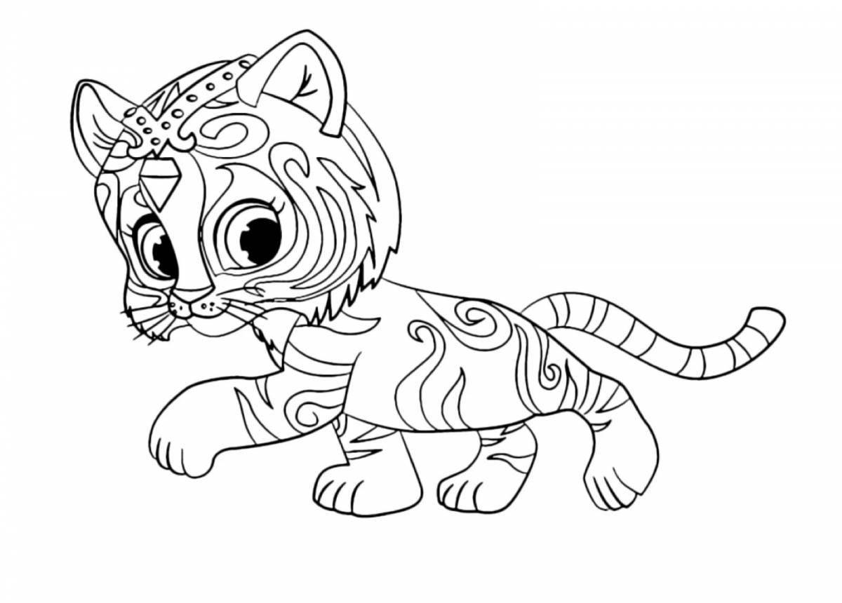 Colorful tiger cub coloring page