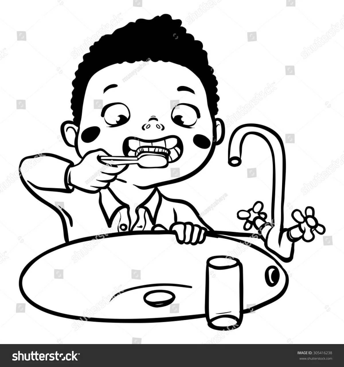 Bright brush your teeth coloring page