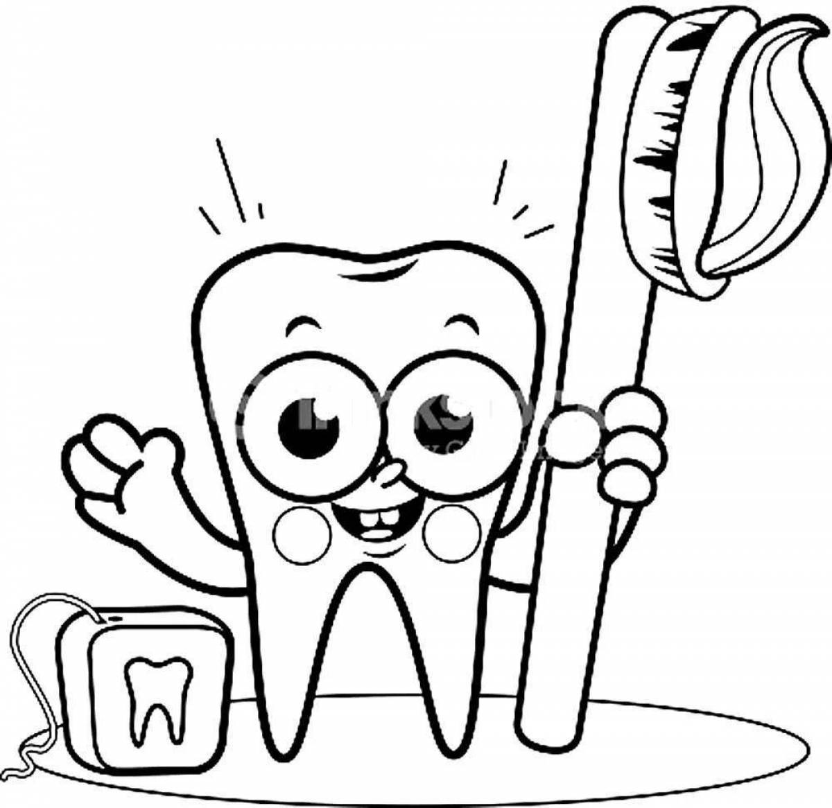 Playful brush your teeth coloring page