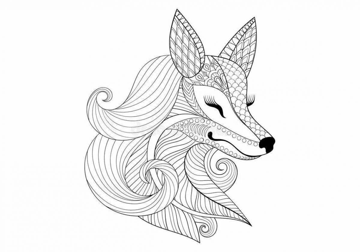 Majestic fox complex coloring page