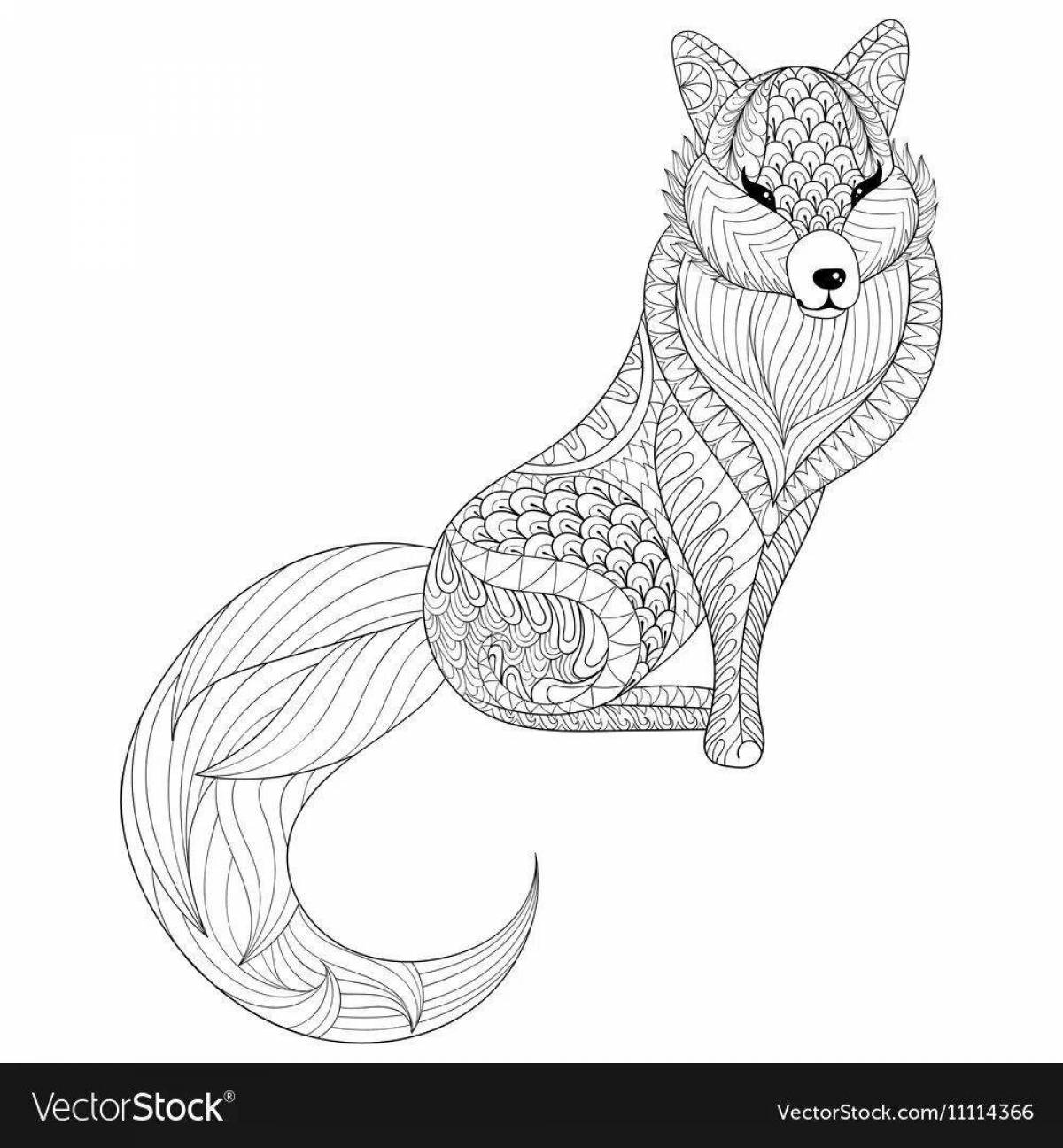 Radiant coloring page fox complex
