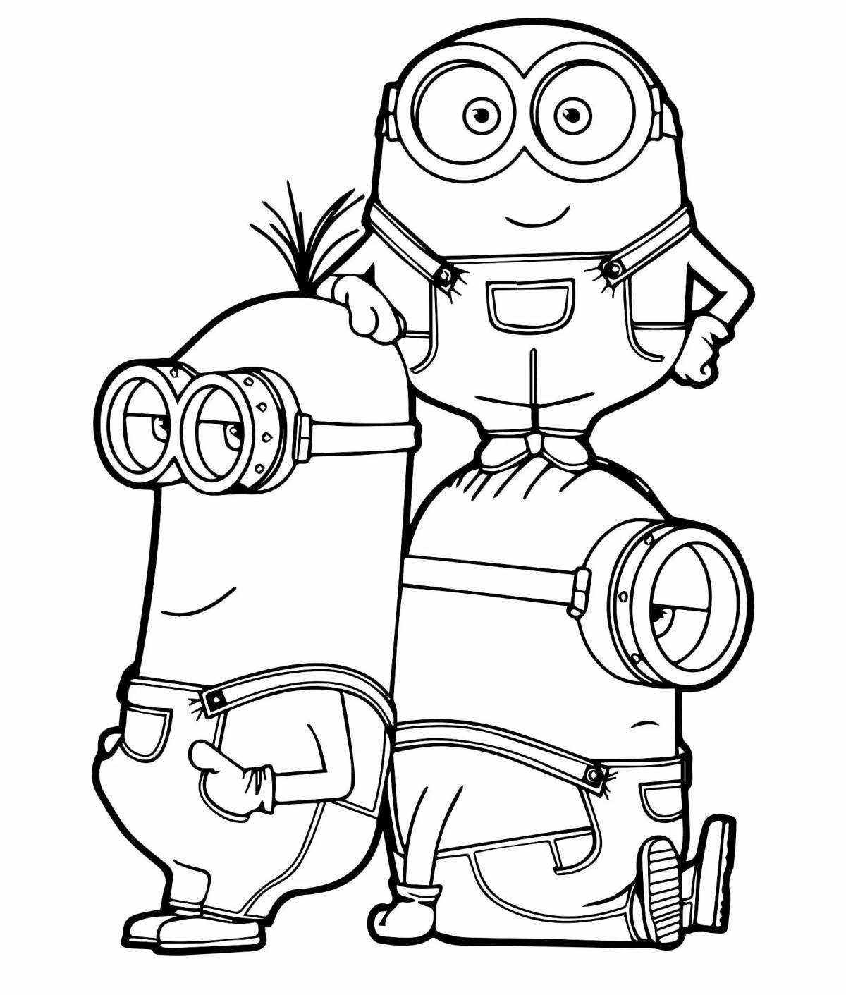 Happy minions coloring page