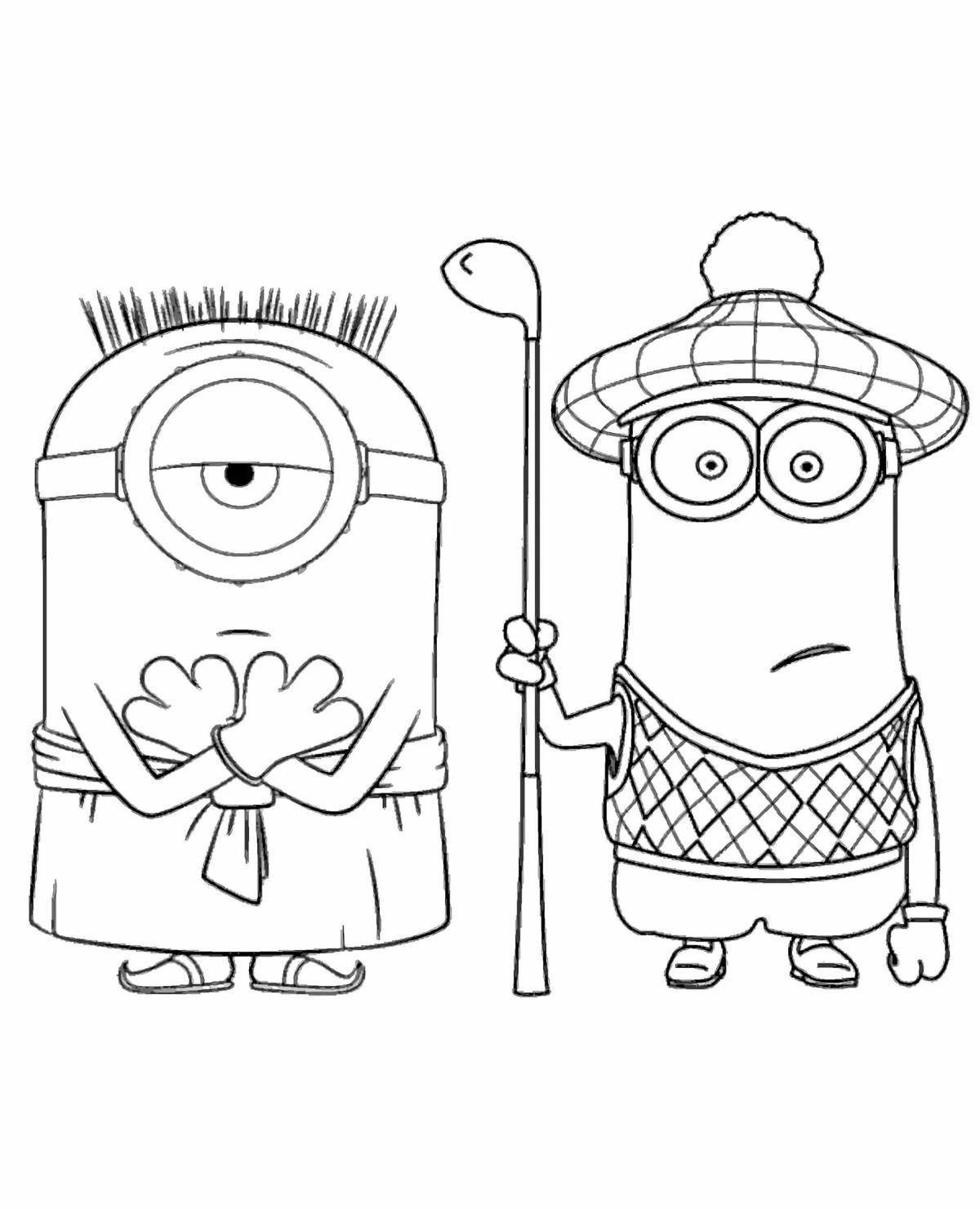 Photo Cute minions coloring page