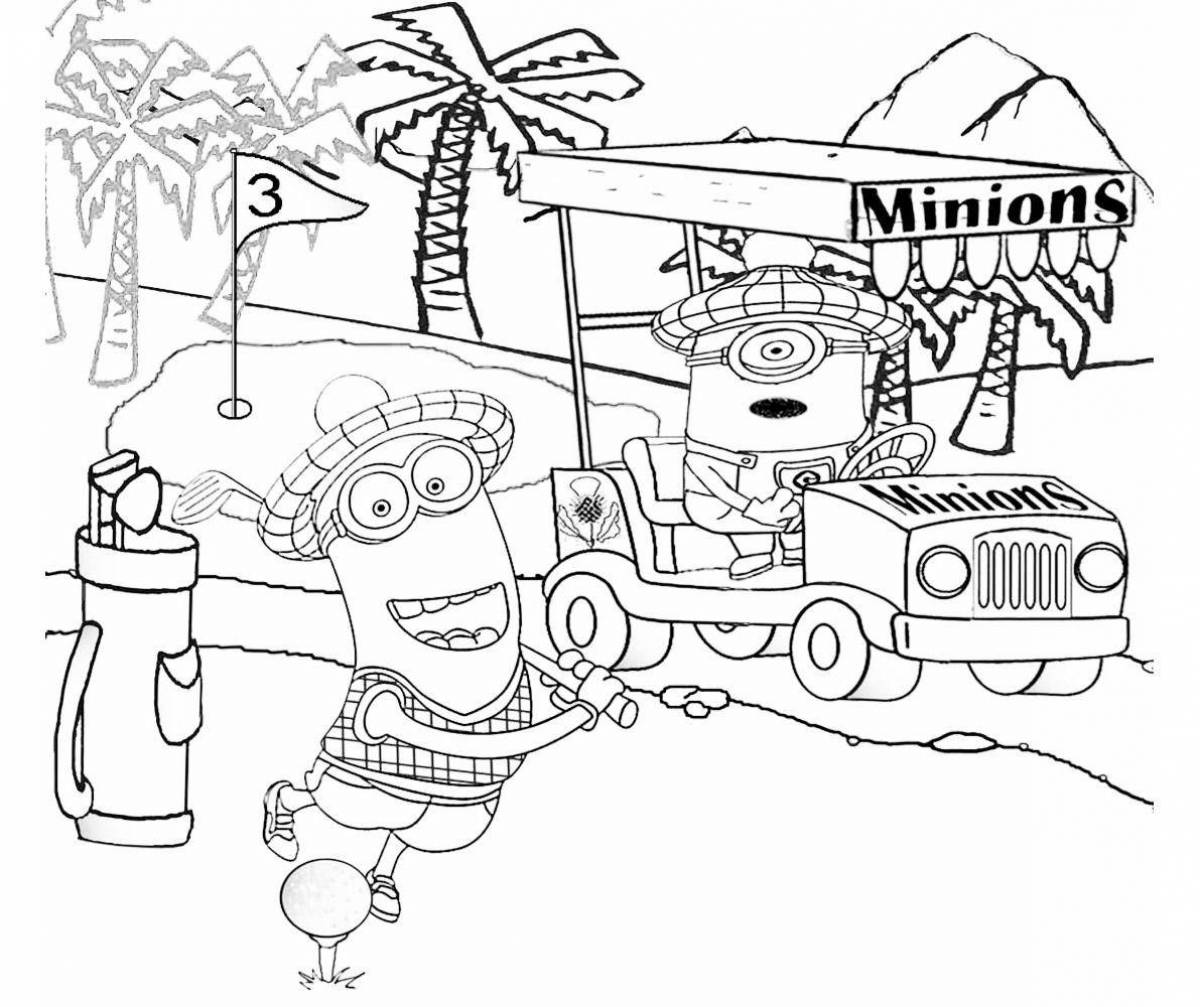 Photo Colourful minions coloring page