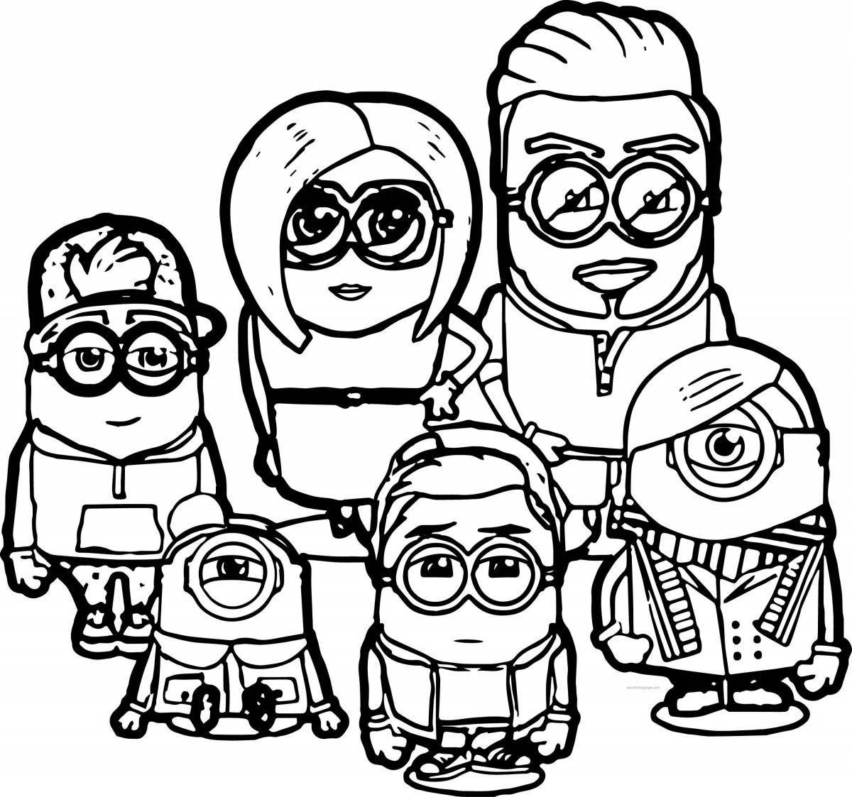 Photo Charming minions coloring page